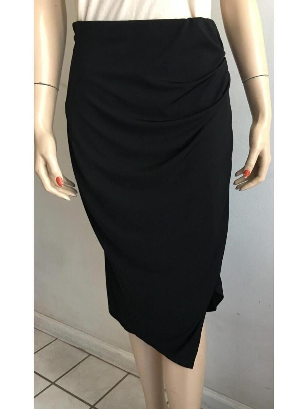 NWT TA3 Sarong Skirty Black Pencil Skirt Faux Wrap Cover Up sz S